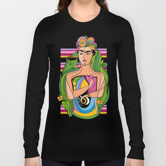 Frida Long Sleeve T-shirt by NACHOMEN | Society6