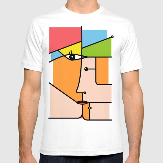 Rostros abstractos - T-SHIRT WHITE 2X-LARGE MENS FITTED TEE by NACHOMEN | Society6 