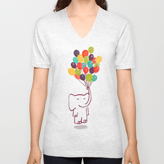 Flying Elephant Unisex V-Neck by Picomodi | Society6