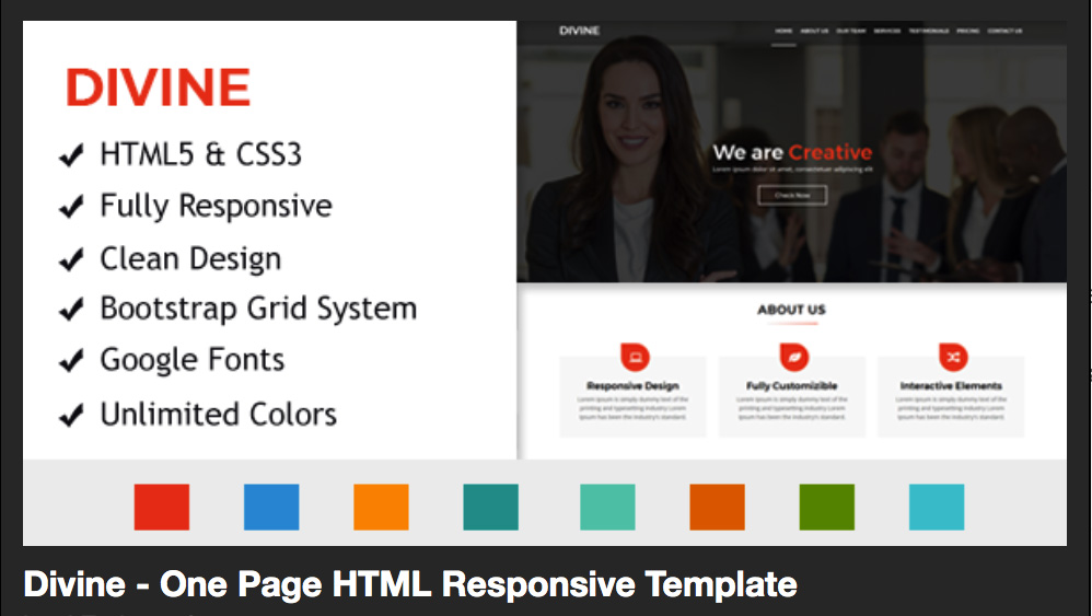 Divine - One Page HTML Responsive Template by sbTechnosoft | ThemeForest