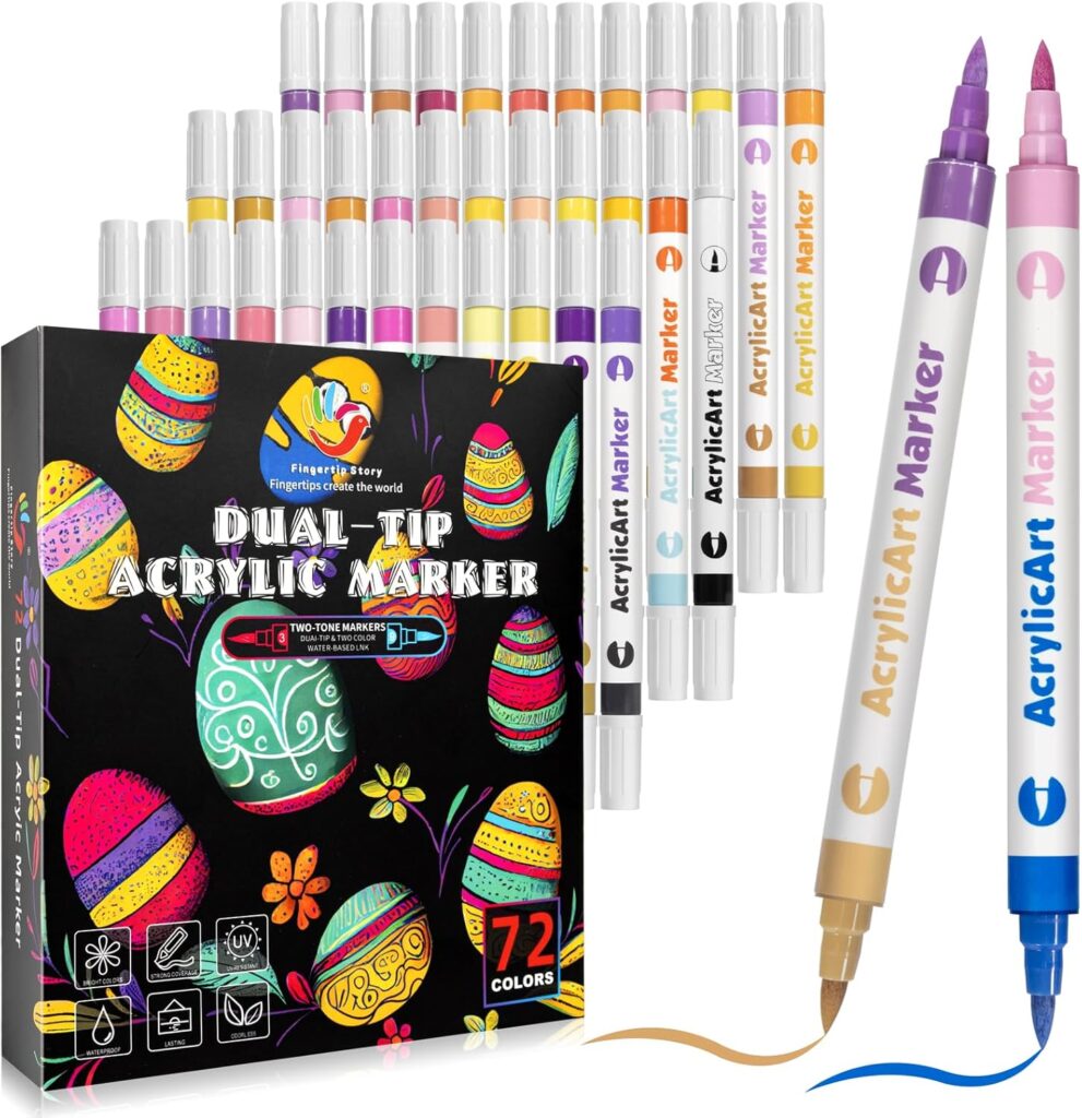 72-Color Acrylic Paint Pens Marker Waterproof Pen for Rock Painting Easter Crafts Kids Canvas Easter Eggs Wood Artist Wedding 72COLOR