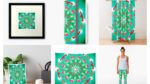 Mandala green fish para art prints en Redbubble