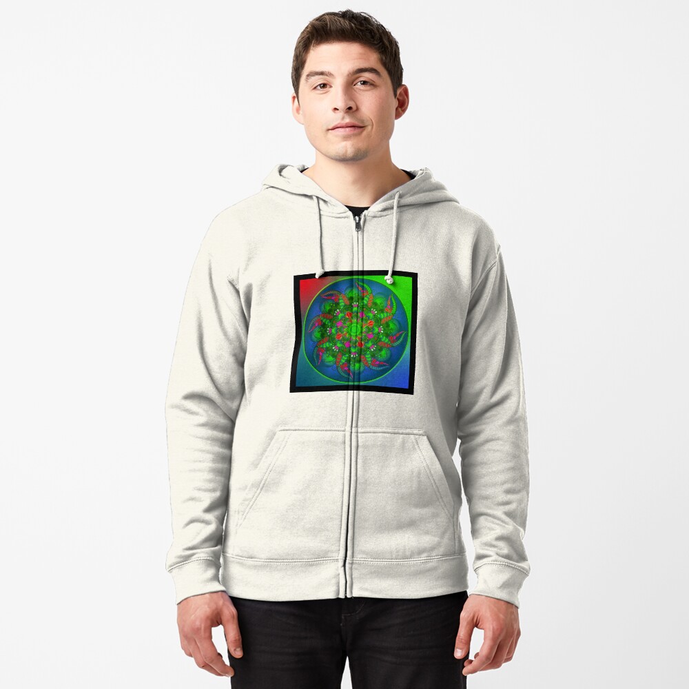 Sudadera con capucha y cremallera - Mandala Wonderland - Angel Decuir